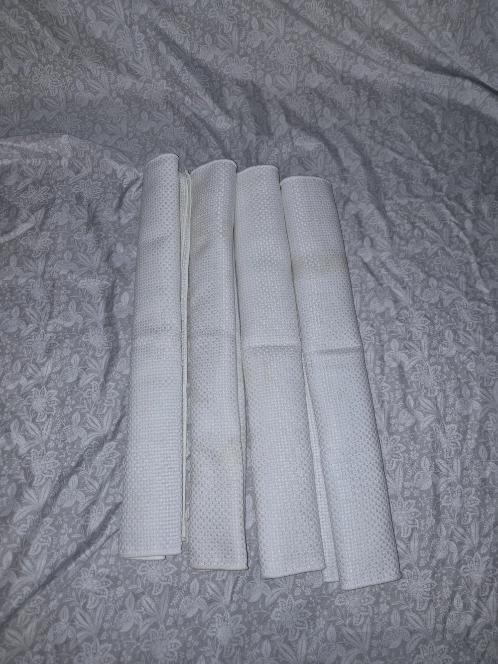 White Textured Cloth Napkins - Set of 4